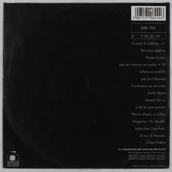 Fichier:Pochette verso 45 Tes yeux noirs Allemagne.jpg