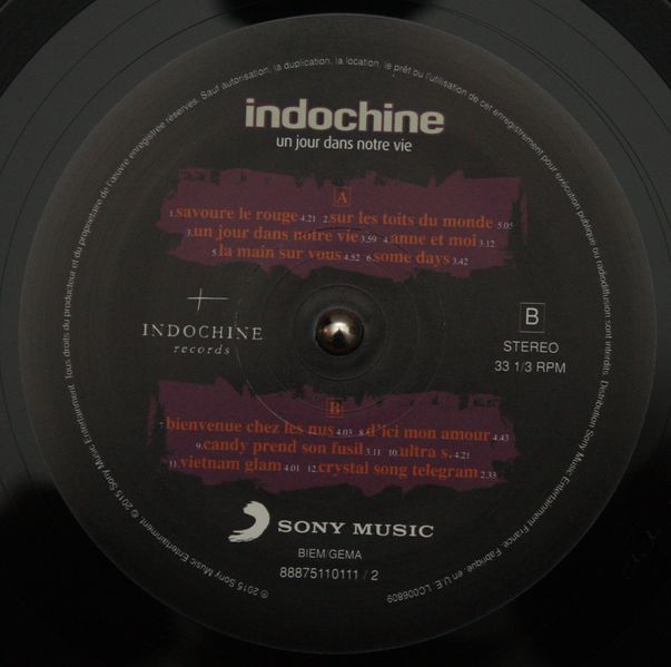 Fichier:Face B LP Un jour dans notre vie.jpg